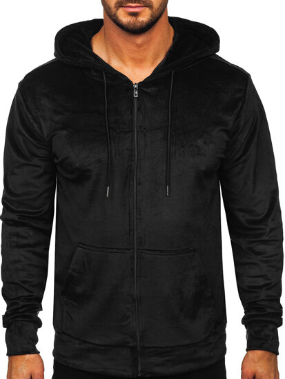 Sudadera de velour con capucha para hombre negro Bolf 8B1168