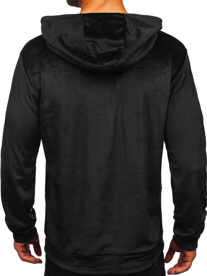 Sudadera de velour con capucha para hombre negro Bolf 8B1168