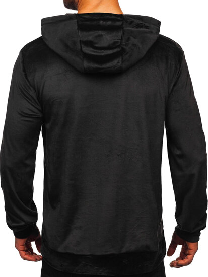 Sudadera de velour con capucha para hombre negro Bolf 8B1170