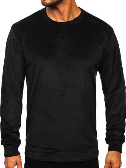 Sudadera de velour para hombre negro Bolf 8B1166