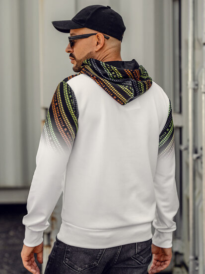 Sudadera estampada con capucha para hombre color blanco Denley HM258