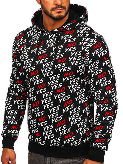 Sudadera estampada con capucha para hombre color negro Bolf 141013