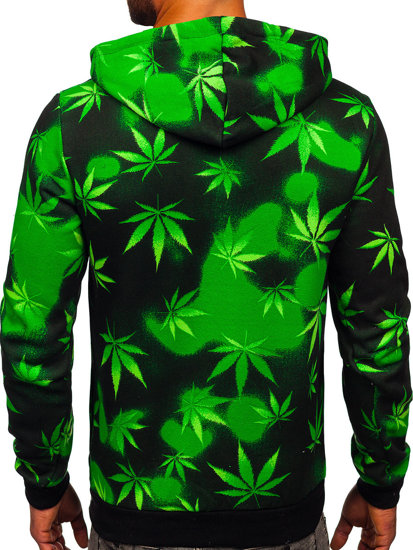 Sudadera estampada con capucha para hombre color negro y verde Bolf 141006