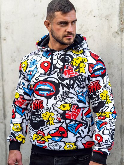 Sudadera estampada para hombre con capucha multicolor Bolf 141003