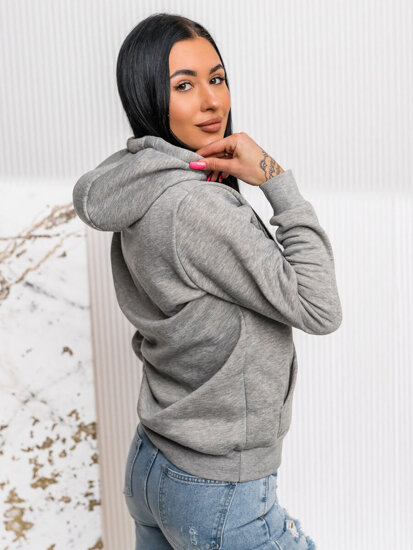 Sudadera estilo canguro para mujer Gris Bolf W02A1