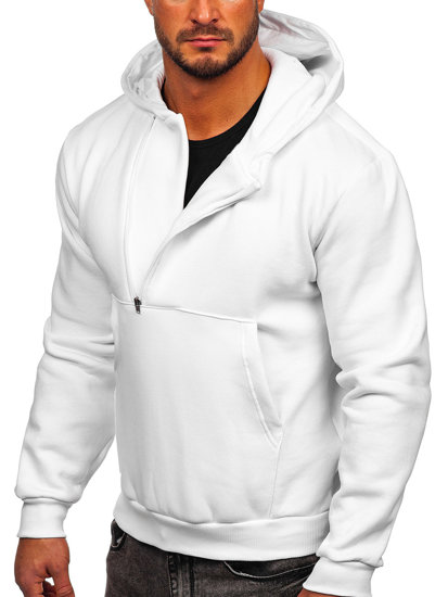 Sudadera gruesa con capucha para hombre blanco Bolf 02