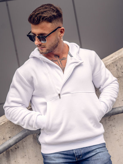 Sudadera gruesa con capucha para hombre blanco Bolf 02A