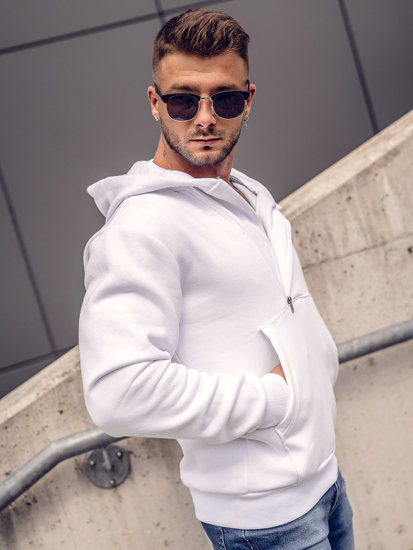 Sudadera gruesa con capucha para hombre blanco Bolf 02A