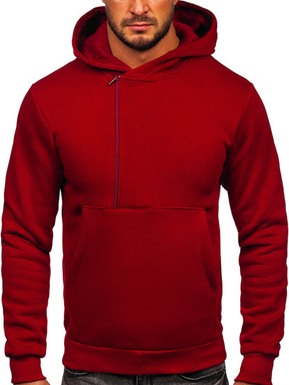 Sudadera gruesa con capucha para hombre burdeos Bolf 02