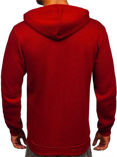 Sudadera gruesa con capucha para hombre burdeos Bolf 02