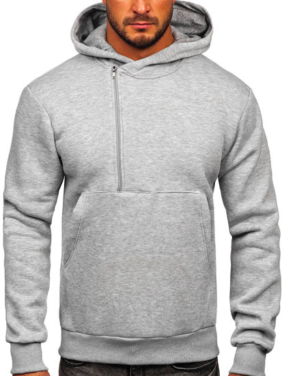 Sudadera gruesa con capucha para hombre gris oscuro Bolf 02