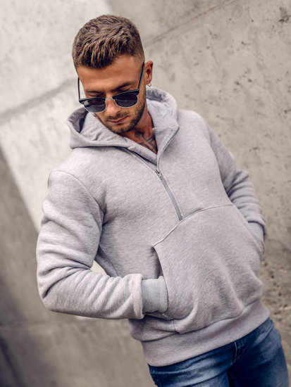 Sudadera gruesa con capucha para hombre gris oscuro Bolf 02A