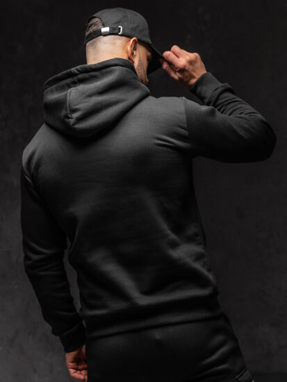 Sudadera gruesa con capucha para hombre negro Bolf 02