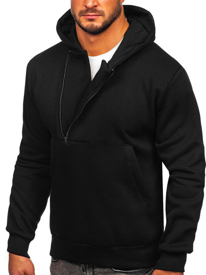 Sudadera gruesa con capucha para hombre negro Bolf 02