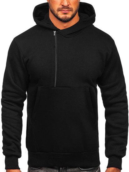 Sudadera gruesa con capucha para hombre negro Bolf 02