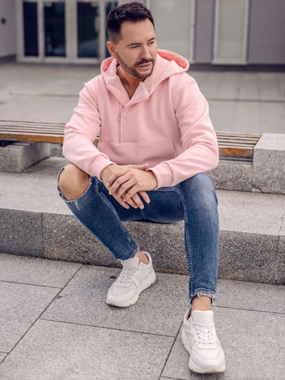 Sudadera gruesa con capucha para hombre rosa claro Bolf 02A