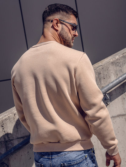 Sudadera gruesa sin capucha para hombre beige Bolf 2001A