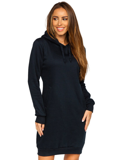 Sudadera larga con capucha negra para mujer Bolf YS10005