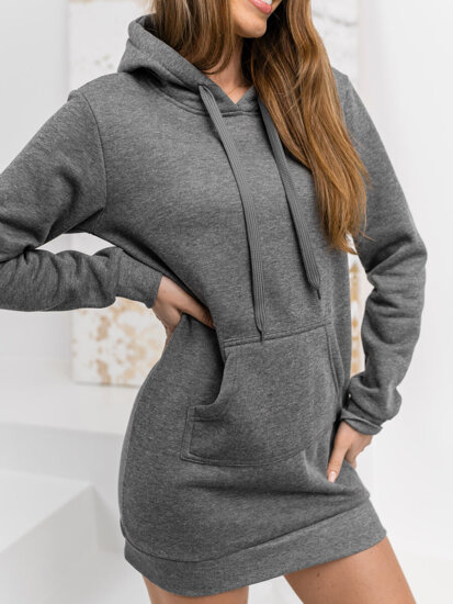 Sudadera larga con capucha para mujer grafito Bolf YS10003A1