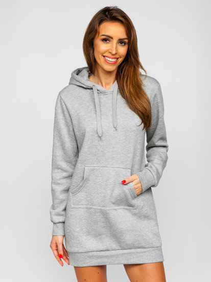 Sudadera larga con capucha para mujer gris Bolf YS10003-A