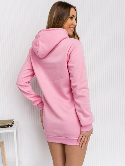 Sudadera larga con capucha para mujer rosa claro Bolf YS10003A1