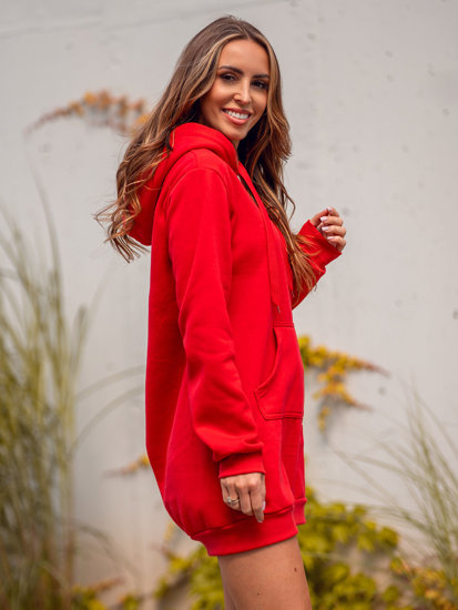 Sudadera larga con capucha roja para mujer Bolf YS10003