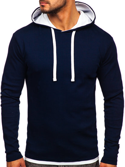 Sudadera para hombre con capucha color azul oscuro Bolf 03