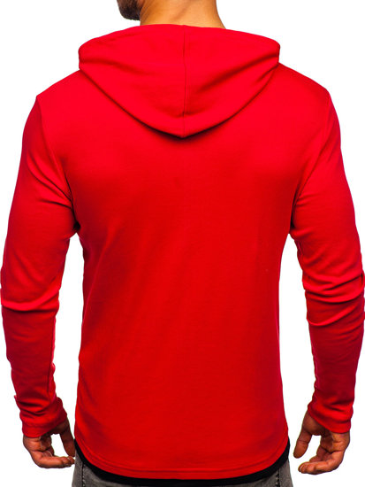 Sudadera para hombre con capucha color rojo Bolf 03