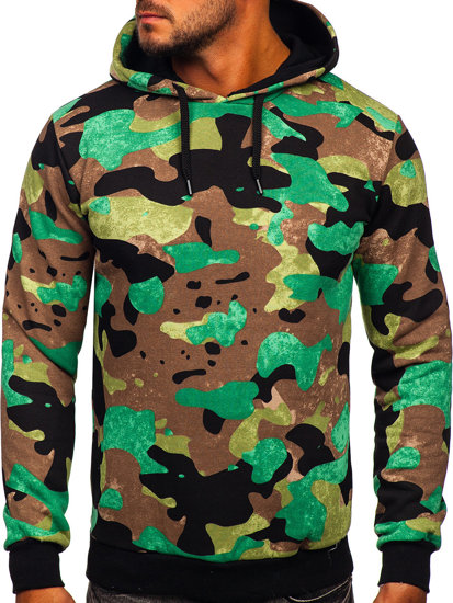 Sudadera para hombre con capucha color verde de camuflaje Bolf 141023