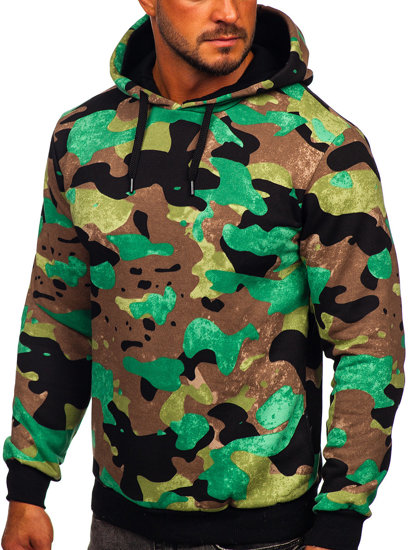 Sudadera para hombre con capucha color verde de camuflaje Bolf 141023