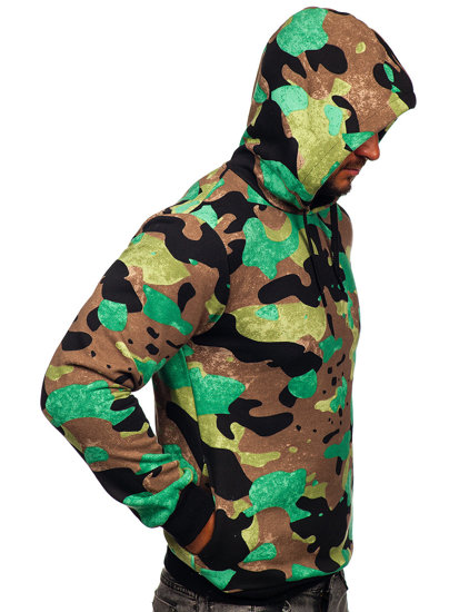 Sudadera para hombre con capucha color verde de camuflaje Bolf 141023