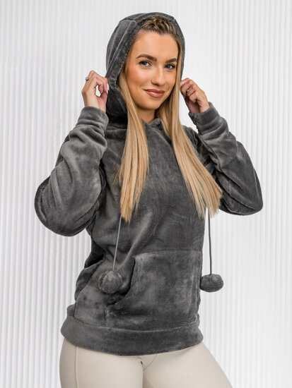 Sudadera polar con capucha para mujer color gris oscuro Bolf HH033