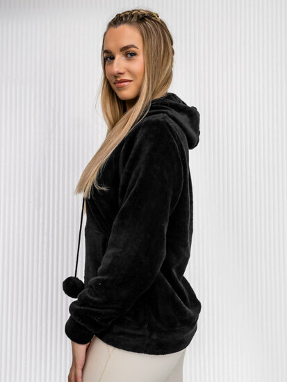 Sudadera polar con capucha para mujer color negro Bolf HH033