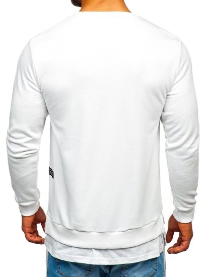 Sudadera sin capucha con impresión para hombre blanco Bolf 11114