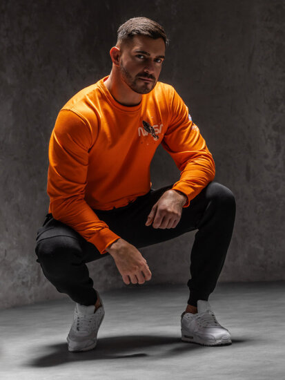 Sudadera sin capucha con impresión para hombre naranja Bolf 6476A1