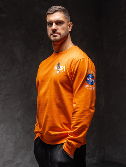 Sudadera sin capucha con impresión para hombre naranja Bolf 6476A1