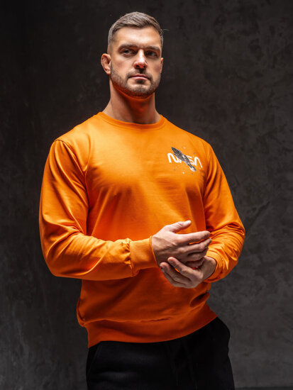 Sudadera sin capucha con impresión para hombre naranja Bolf 6476A1