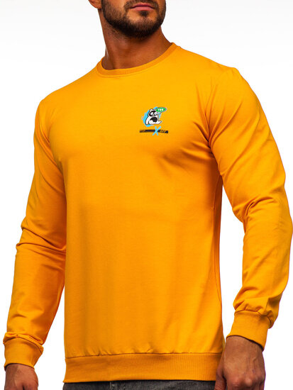 Sudadera sin capucha con impresión para hombre naranja Bolf 8744