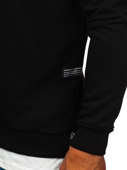 Sudadera sin capucha con impresión para hombre negro Bolf 11114