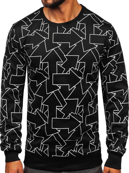 Sudadera sin capucha con impresión para hombre negro Bolf 8B1111