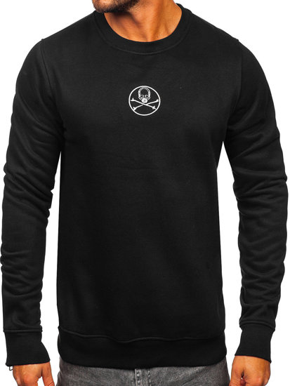 Sudadera sin capucha con impresión para hombre negro Bolf MF2014