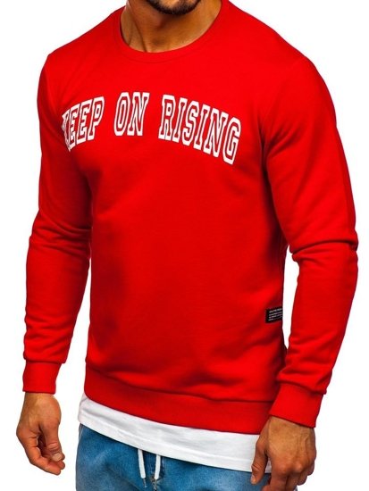 Sudadera sin capucha con impresión para hombre rojo Bolf 11114