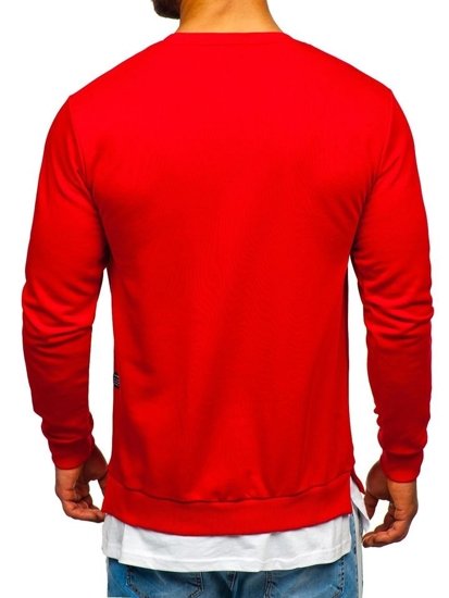 Sudadera sin capucha con impresión para hombre rojo Bolf 11114