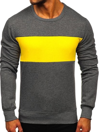 Sudadera sin capucha para hombre grafito y amarillo Bolf 2021