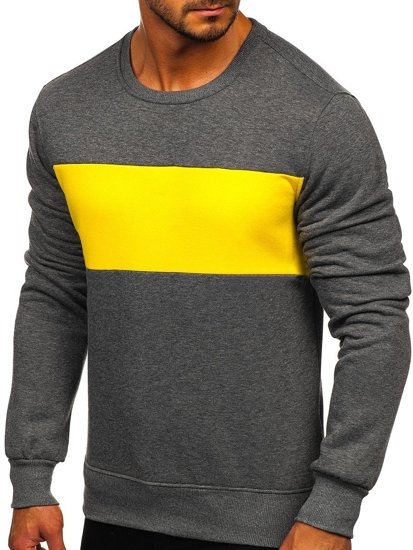 Sudadera sin capucha para hombre grafito y amarillo Bolf 2021