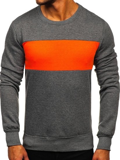 Sudadera sin capucha para hombre grafito y naranja Bolf 2021