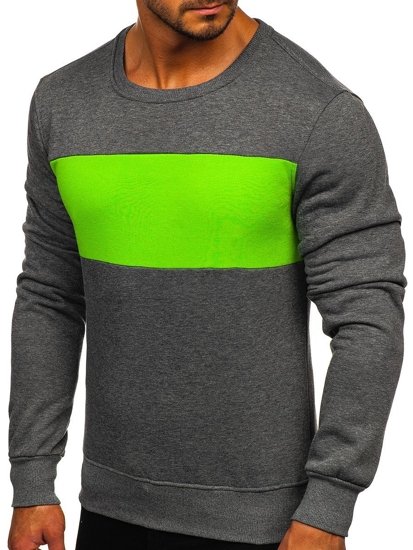 Sudadera sin capucha para hombre grafito y verde Bolf 2021