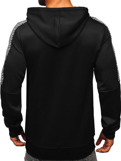 Sudadera tipo canguro con capucha con impresión para hombre negro Bolf 8B996