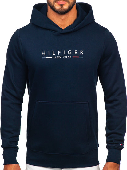 Sudadera tipo canguro con capucha e impresión para hombre azul oscuro Tommy Hilfiger MW0MW29301