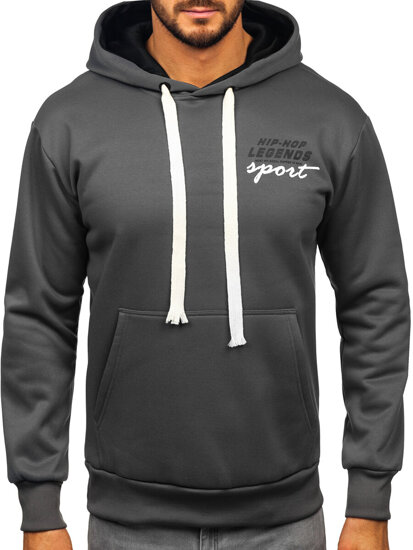 Sudadera tipo canguro con capucha e impresión para hombre grafito Bolf M280